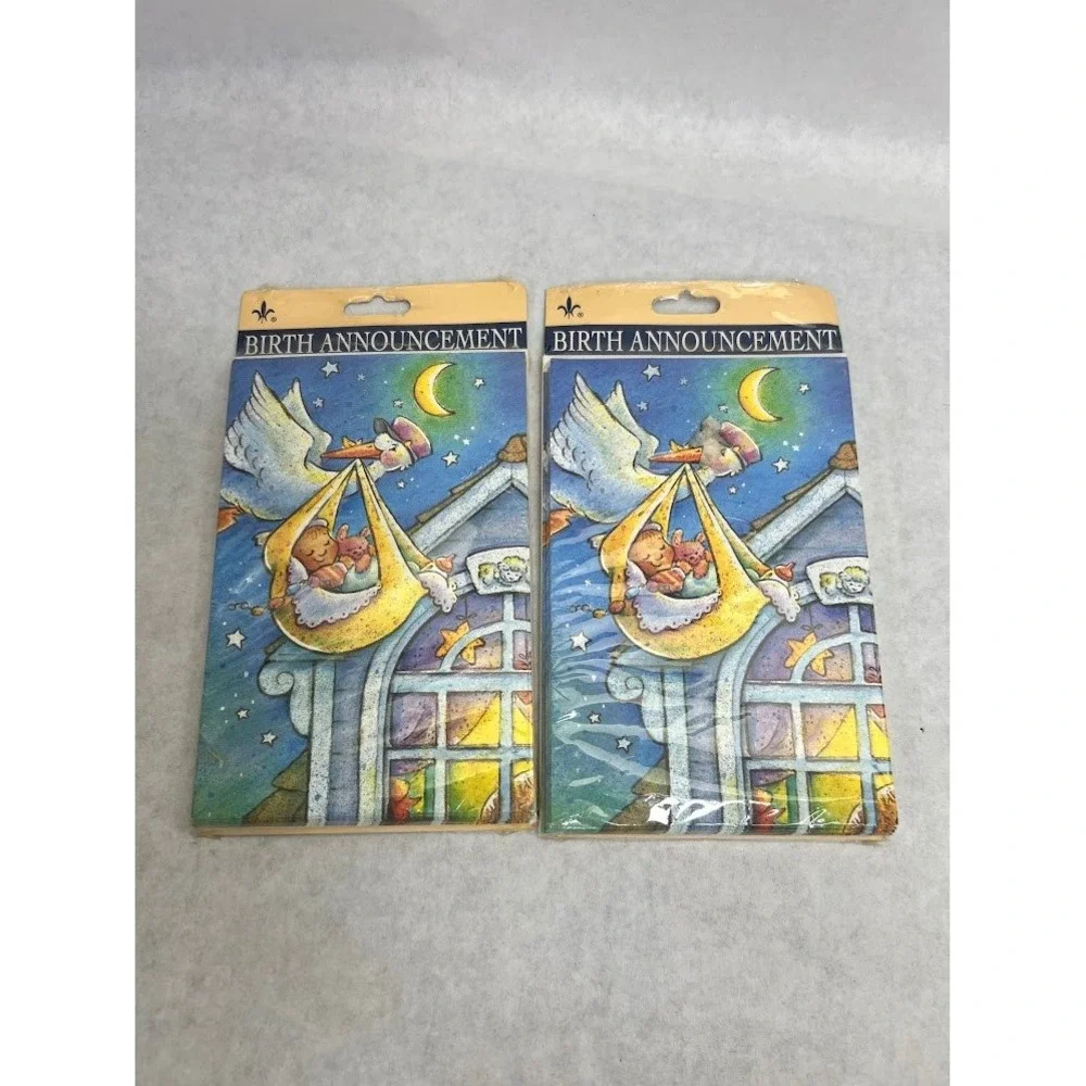 Vintage Gibson Stork Birth Announcements 2 Packs of 8 New Sealed 299RB001-0067